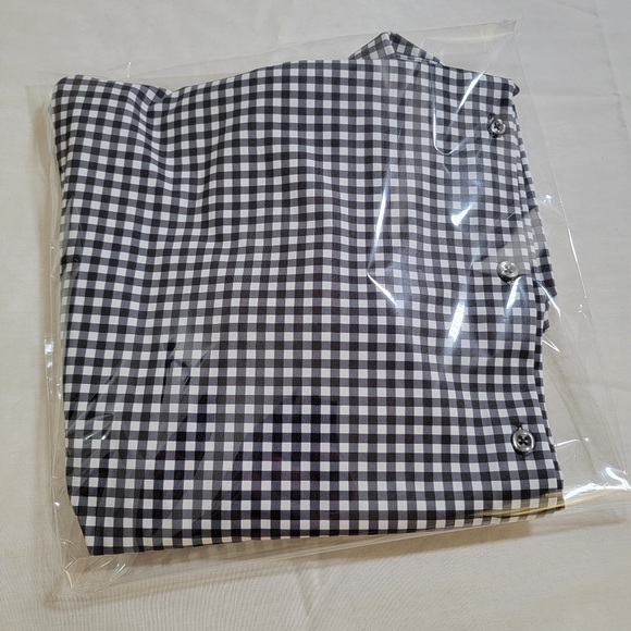 EAGLE GOLF Performance Long Sleeve Gingham Black And White Stretch Fit Size Med - Picture 3 of 9